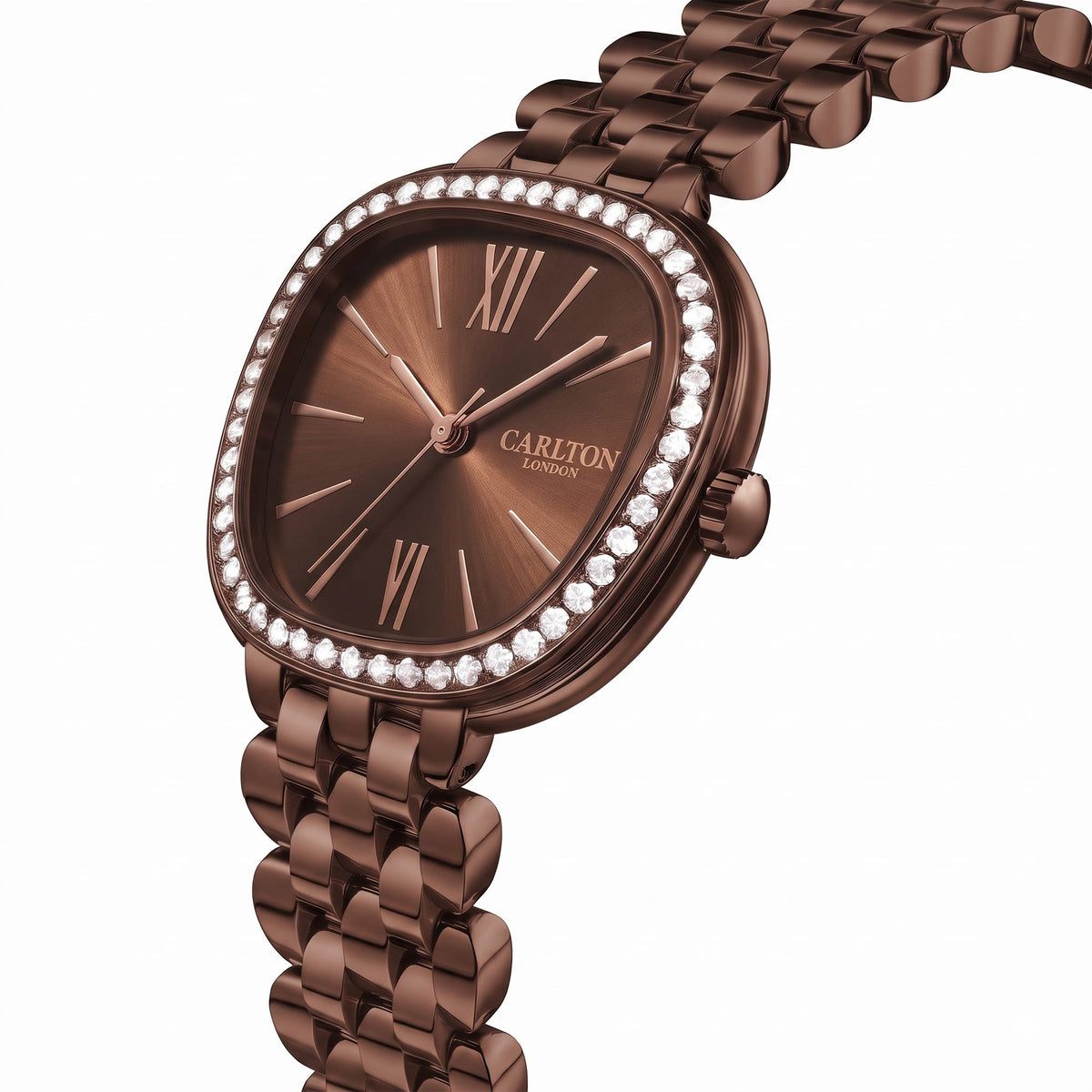 Carlton London Maisie Women’s Watch - Pink Rectangle Dial, Rose Gold Stainless Steel Strap - MSRGPNK