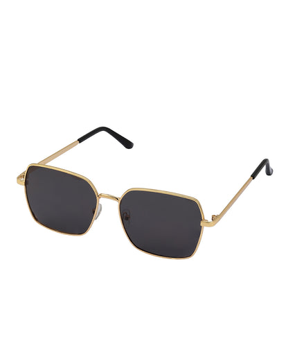 Women Gold and Black Toned Black Polarised Lens Rectangle Sunglasses