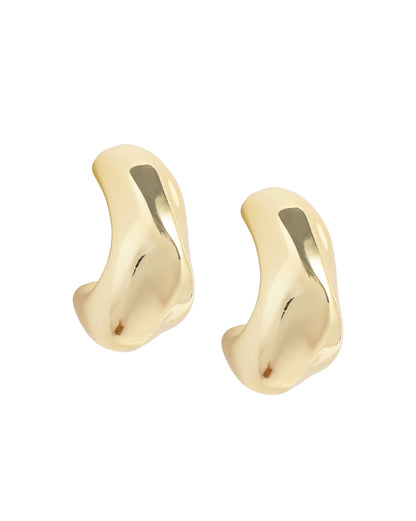 Gold Plated Contemporary Half Hoop Geometric Earrings