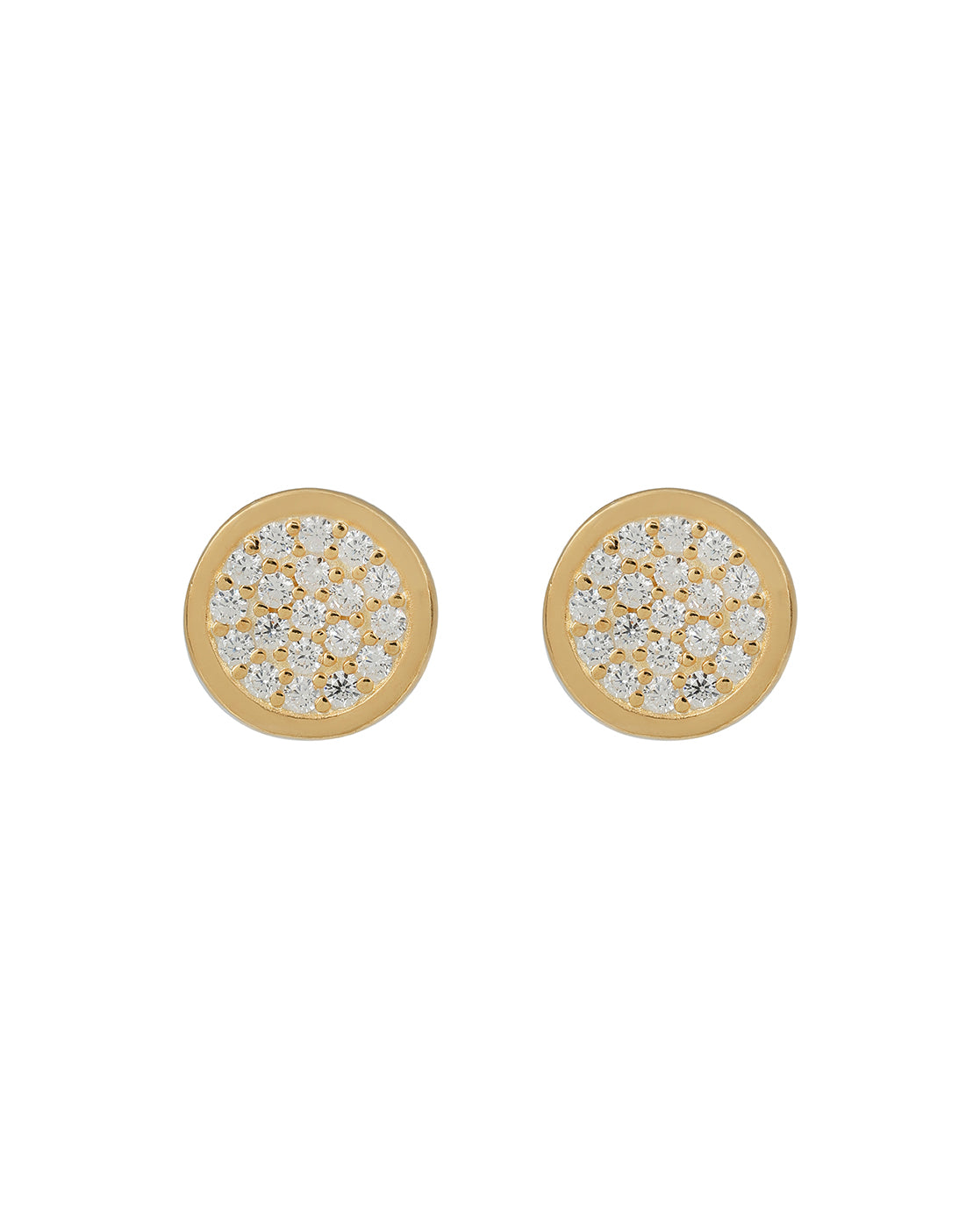 925 Sterling Silver with 18kt Gold Plated CZ Petite Circular Stud Earring