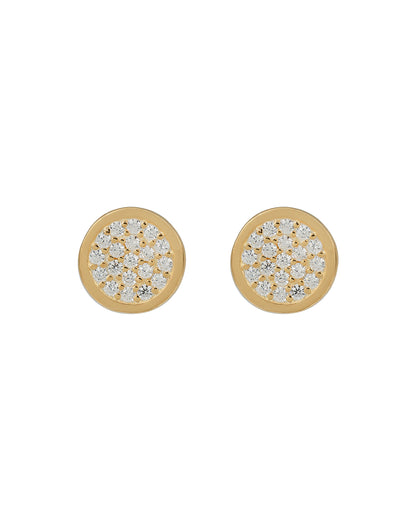 925 Sterling Silver with 18kt Gold Plated CZ Petite Circular Stud Earring