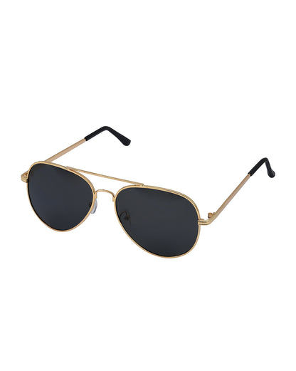 Women Gold and Black Toned Black Polarised Lens Aviator Sunglasses