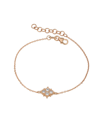 18kt Rose Gold Plated CZ Studded Charm Adjustable Bracelet