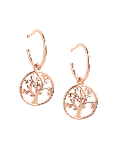 18kt Rose Gold Plated Tree of Life Half Hoop Earring