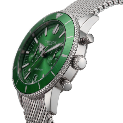 Carlton London Men Momentum Silver Green Analog Watch - CL-MT-SGRN