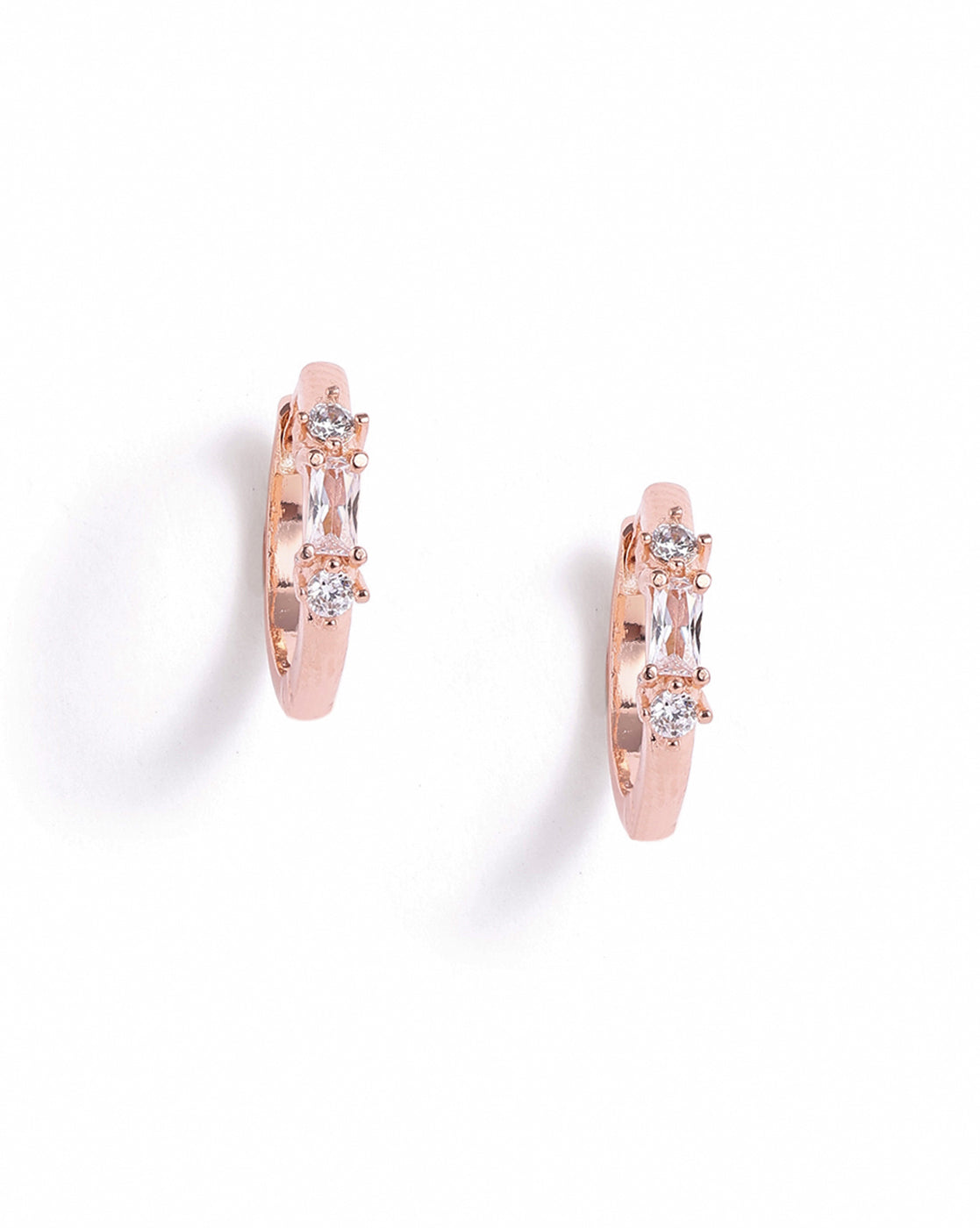 18kt Rose Gold Plated CZ Mini Hoop Earring