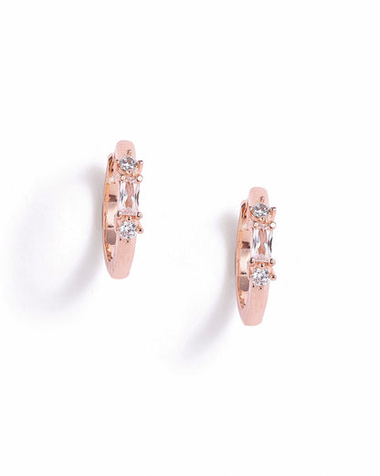 18kt Rose Gold Plated CZ Mini Hoop Earring