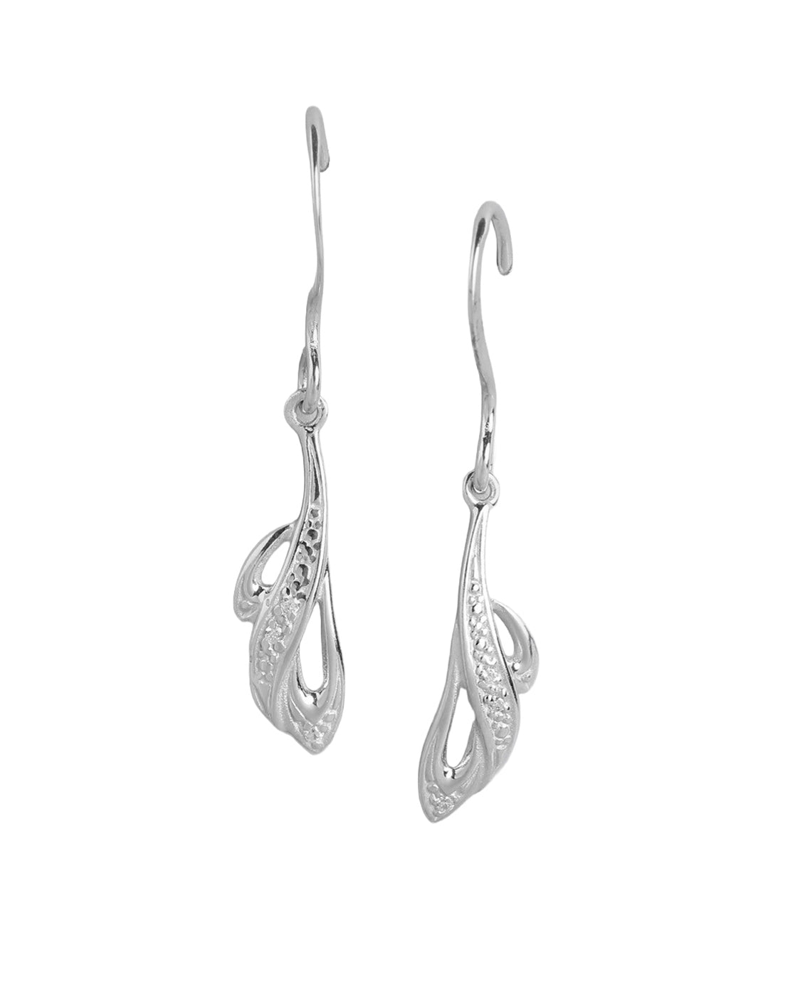 925 Sterling Silver Rhodium Plated CZ Contemporary Drop Earring