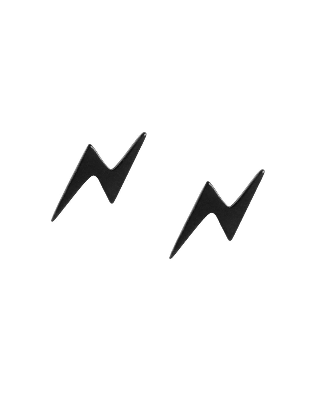 Men Black Toned Lightning Bolt Stud