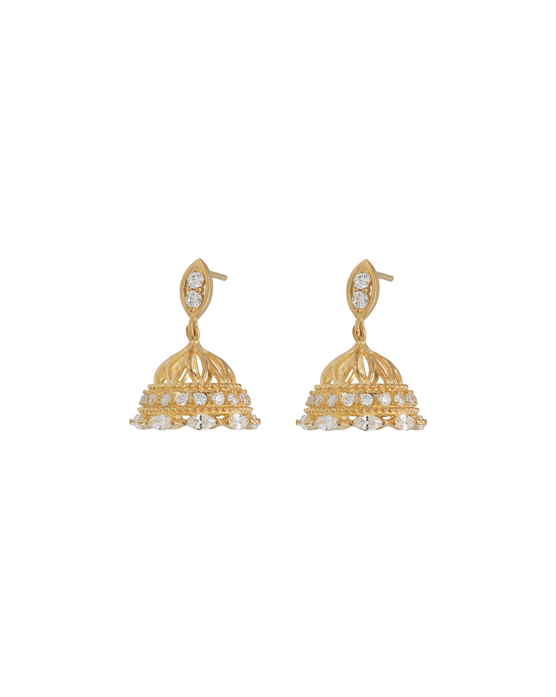 Premium 18kt Gold Plated Dainty CZ Jhumki Earring