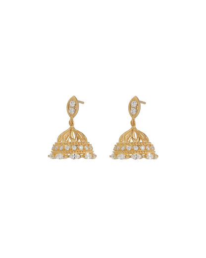 Premium 18kt Gold Plated Dainty CZ Jhumki Earring