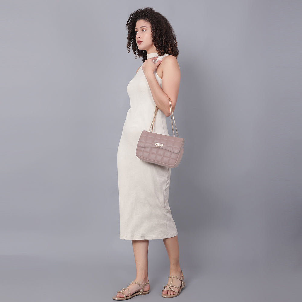 Women Textured Structured Sling Bag with Quilted