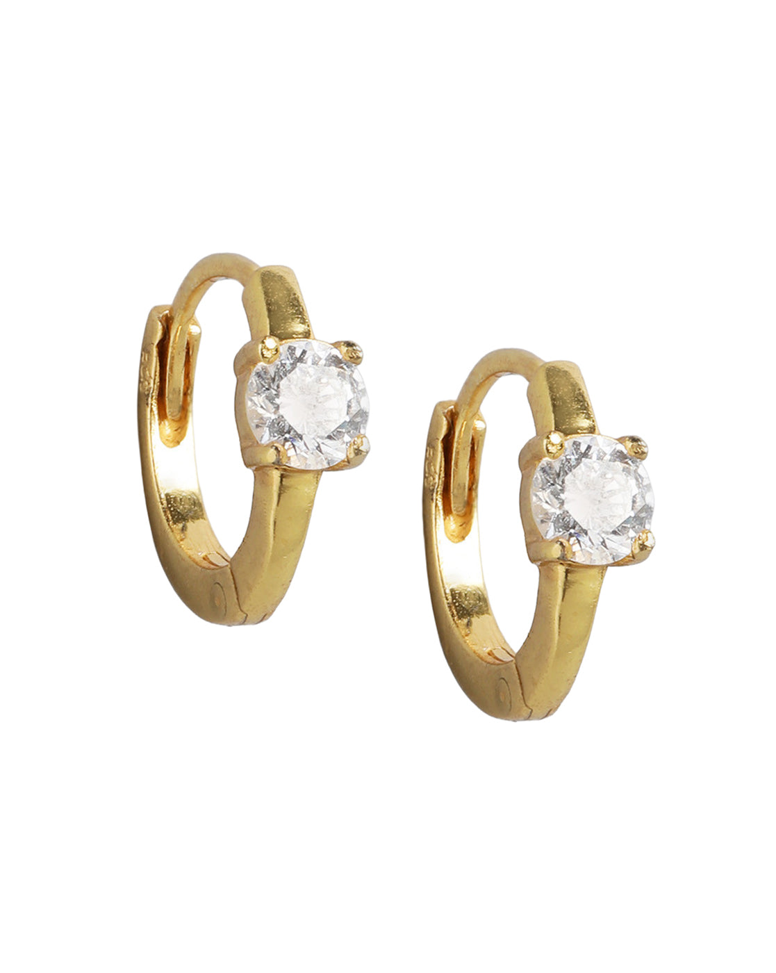 925 Sterling Silver 18kt Gold Plated CZ Circular Mini Hoop Earring
