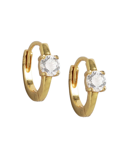 925 Sterling Silver 18kt Gold Plated CZ Circular Mini Hoop Earring