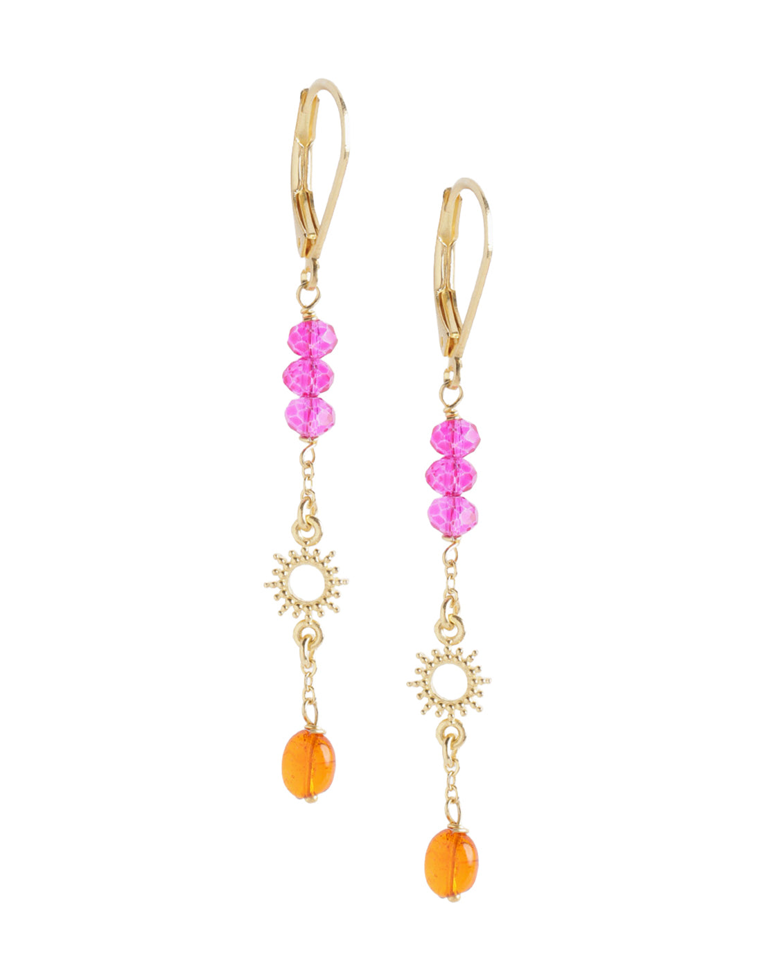 18kt Gold Plated Bohemian Beaded Celestial Drop Earring