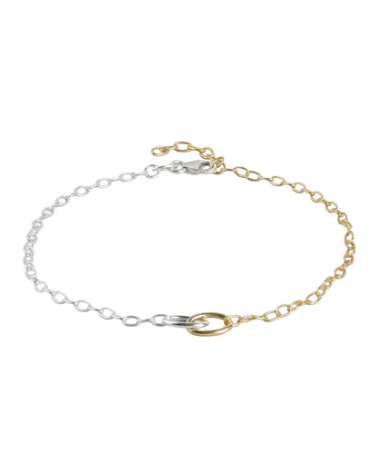 925 Sterling Silver  18kt Gold Plated Rhodium Embalished Anklet