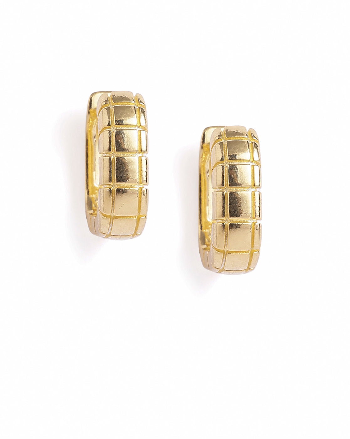 18kt Gold Plated Square Mini Hoop Textured Earring