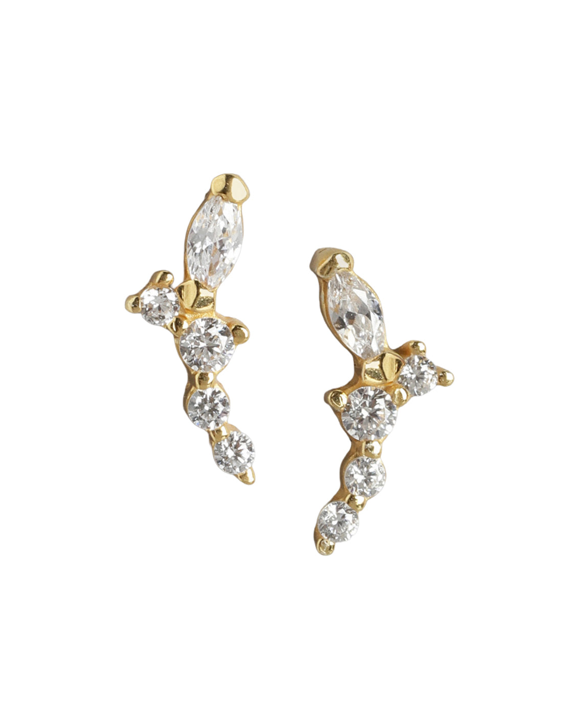 925 Sterling Silver 18kt Gold Plated CZ Petite Stud Earring