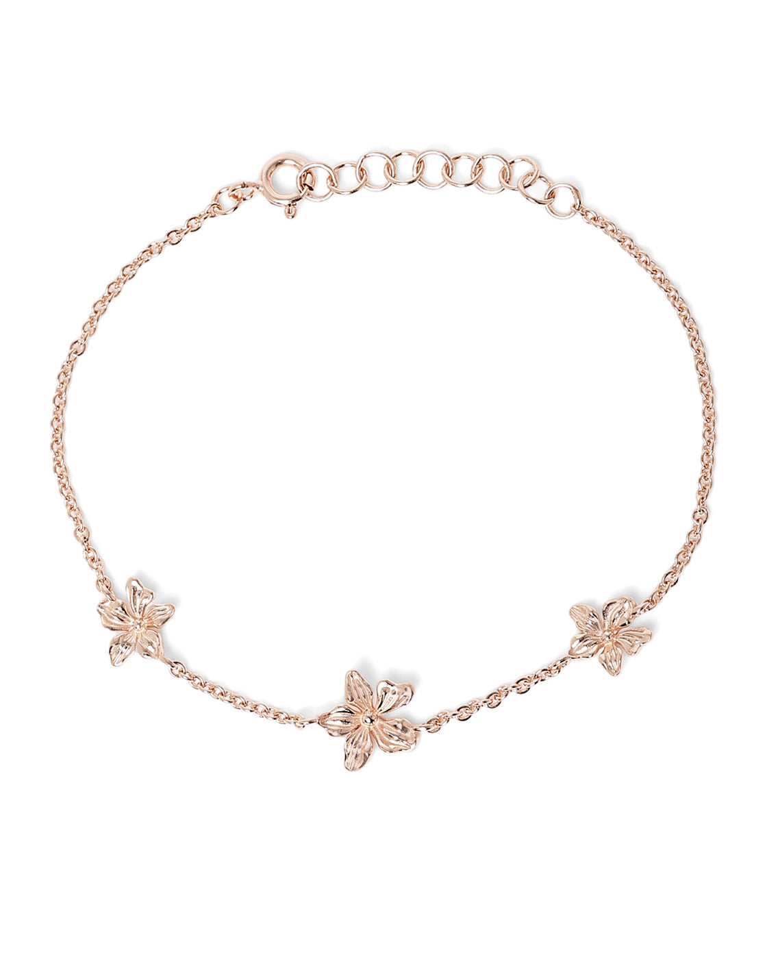 18kt Rose Gold Plated Floral Charm Bracelet