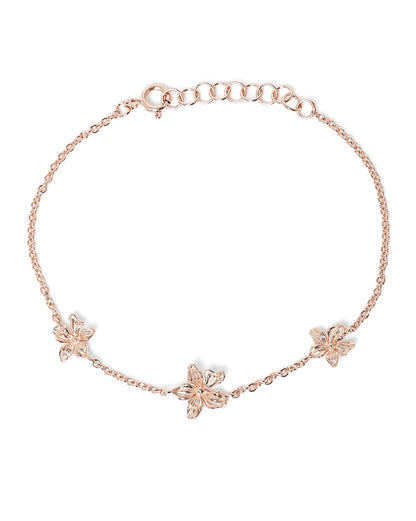 18kt Rose Gold Plated Floral Charm Bracelet