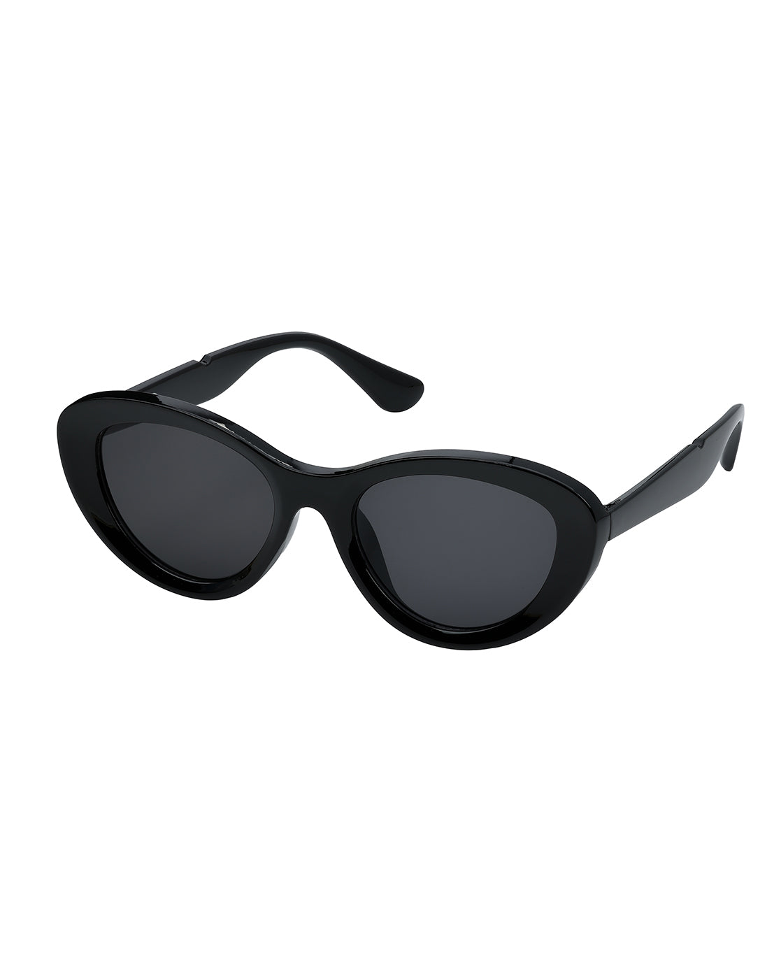Women Black Toned UV Protected Black Lens Cateye Sunglasses