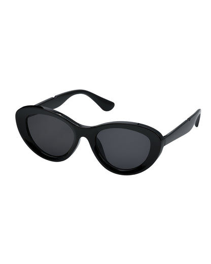 Women Black Toned UV Protected Black Lens Cateye Sunglasses