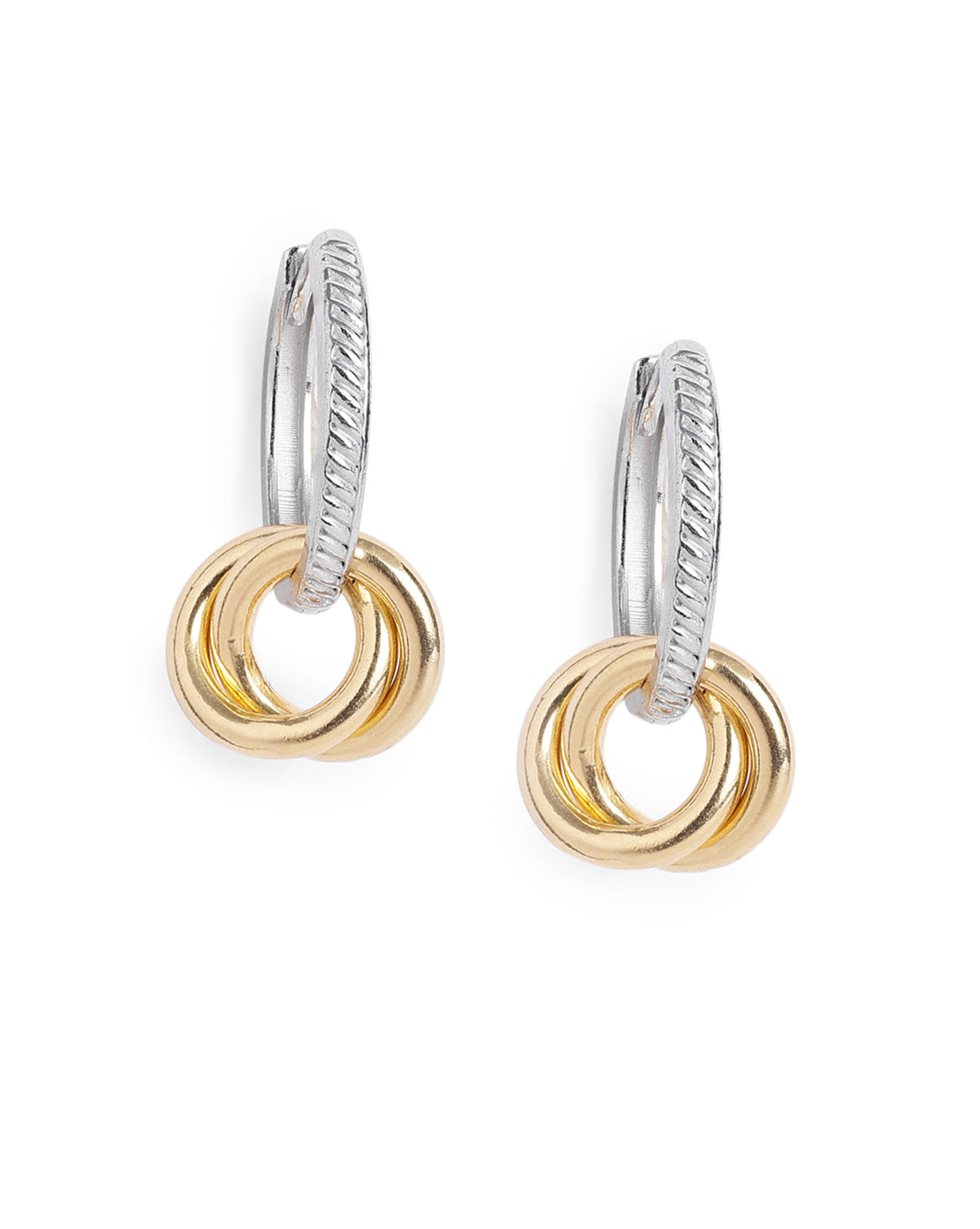 18kt Gold &amp; Rhodium Dual Plated Intertwined Knot Hoop Earring