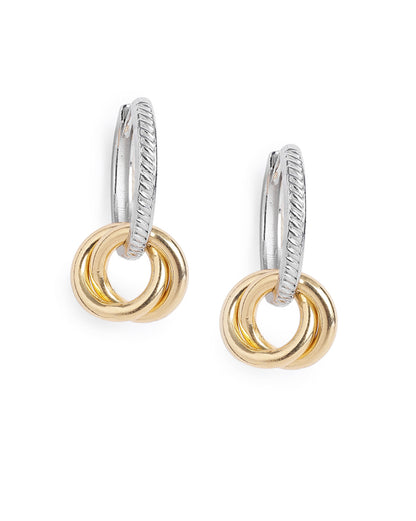 18kt Gold &amp; Rhodium Dual Plated Intertwined Knot Hoop Earring