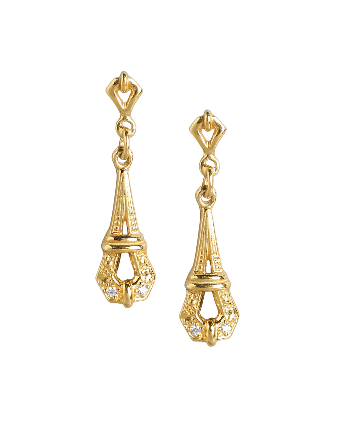 925 Sterling Silver 18kt Gold Plated Teardrop CZ Drop Earring
