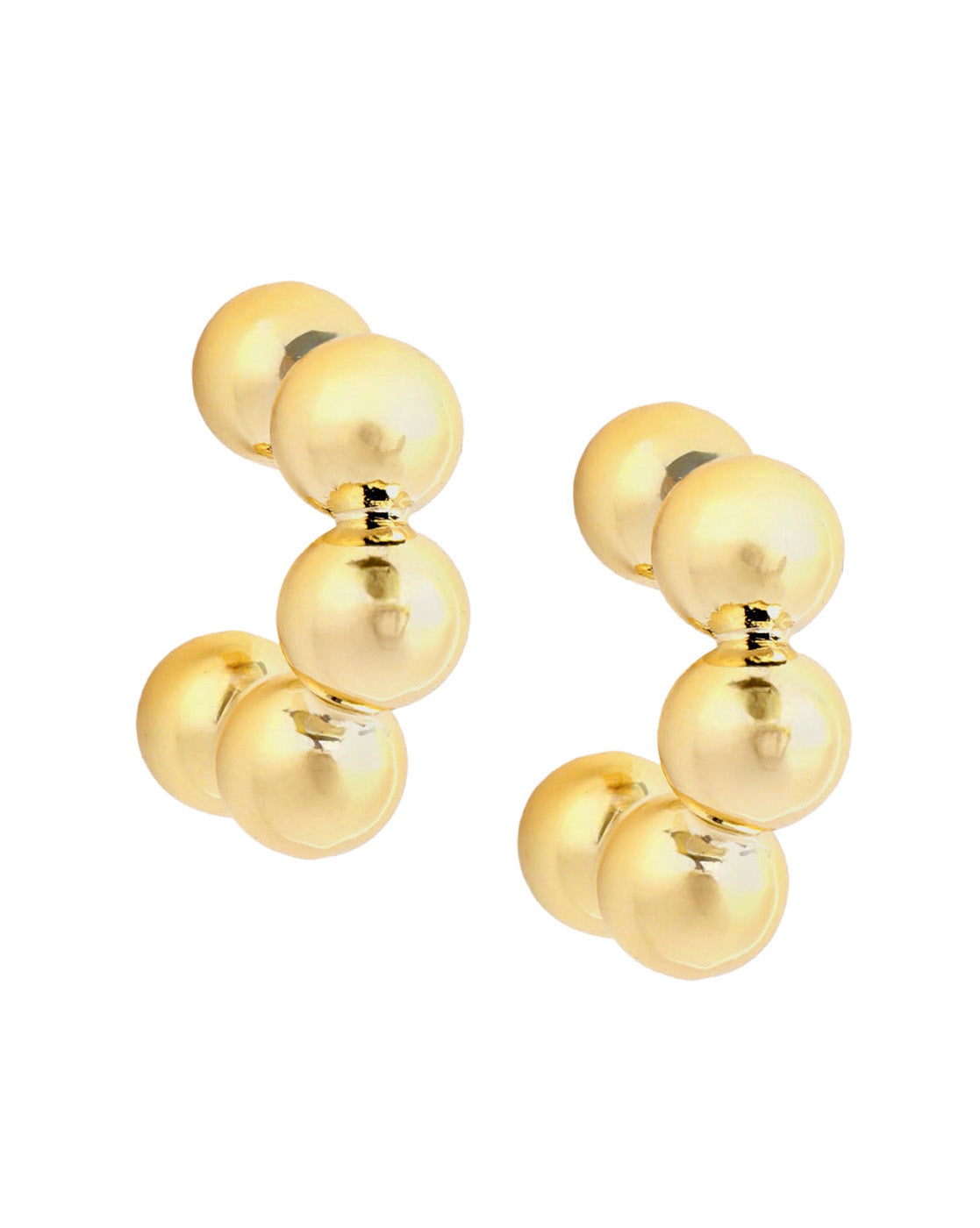 Gold Plated Bold Bubble Half Hoop Earring