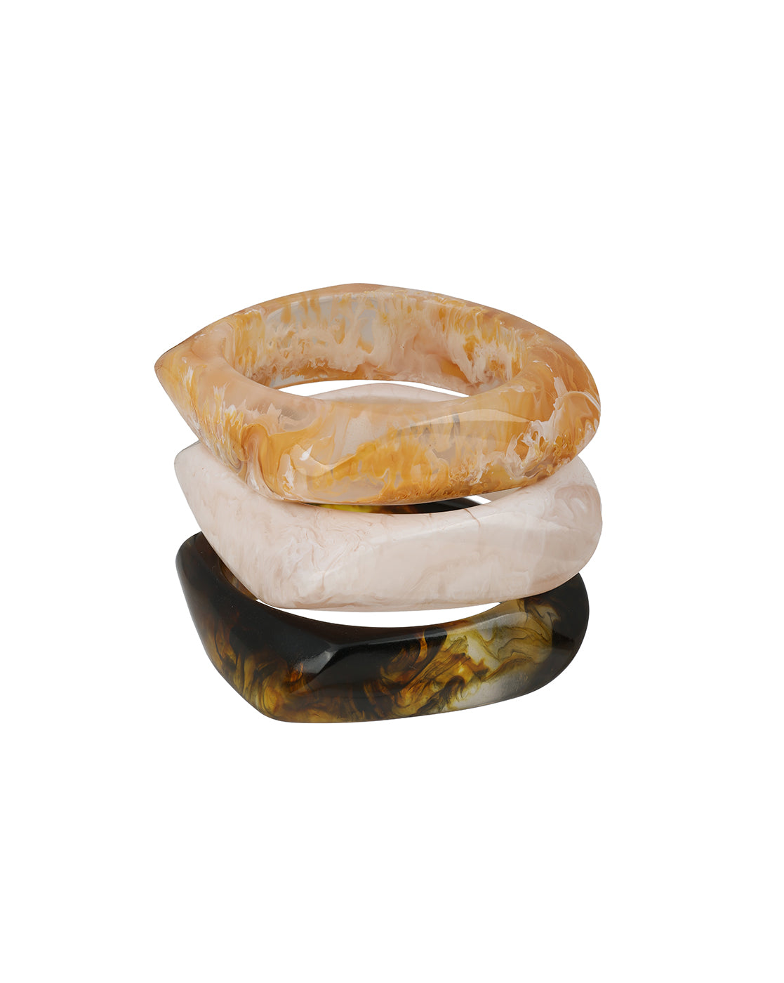 Set of 3 Stylish Earthy Square Resin Bangle