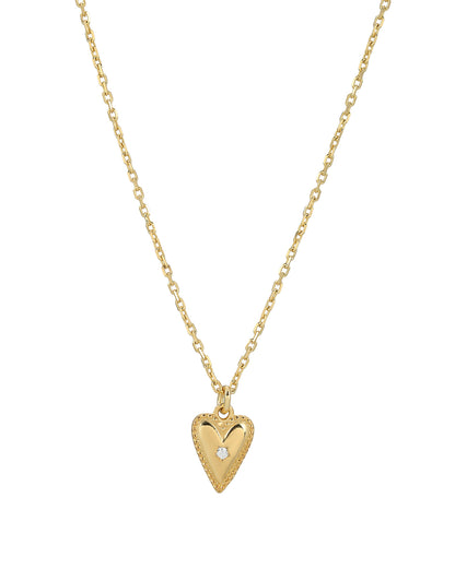 18kt Gold Plated Heart CZ Studded Pendant and Chain