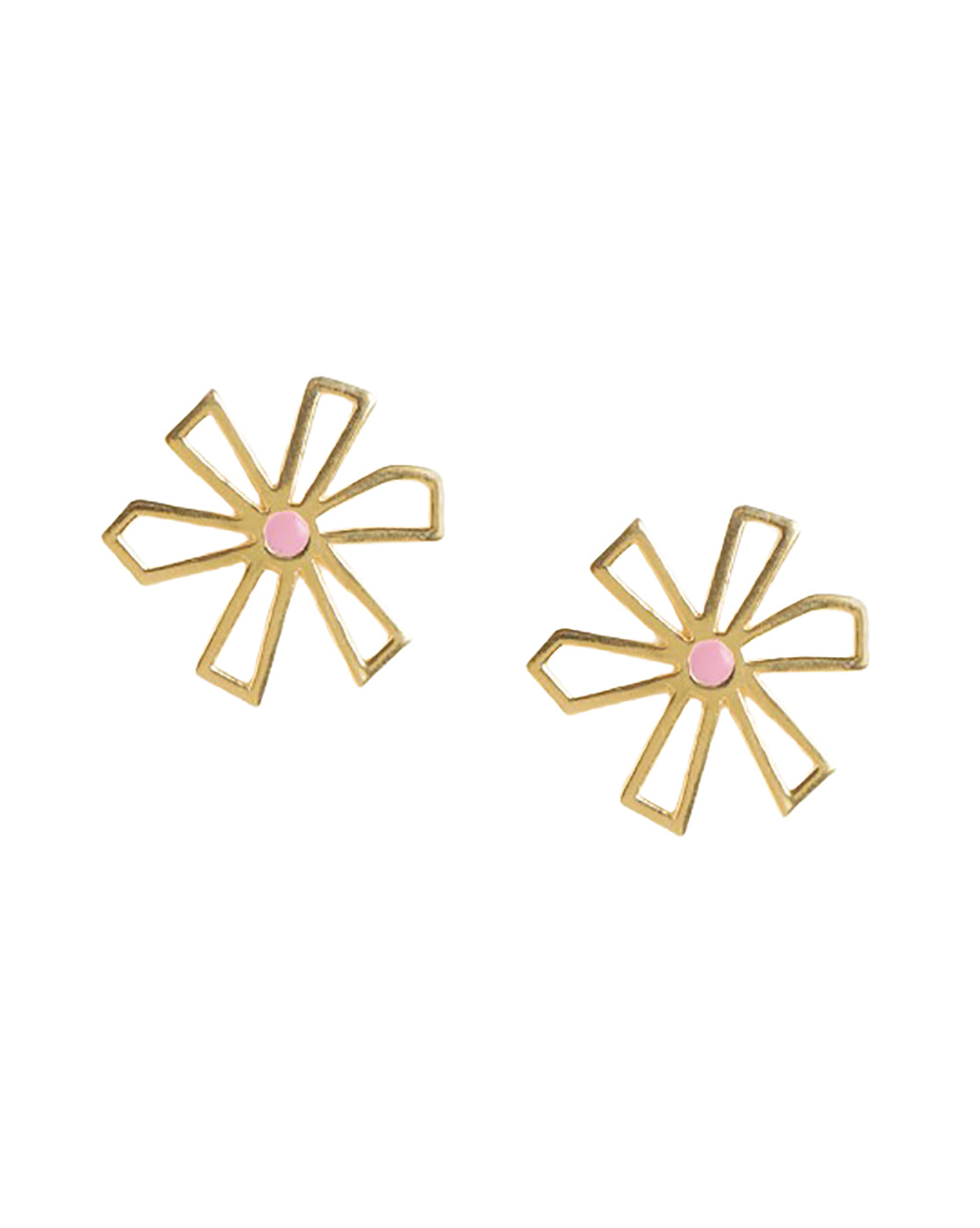 18kt Gold Plated Petal Bloom Enamelled Floral Stud Earring