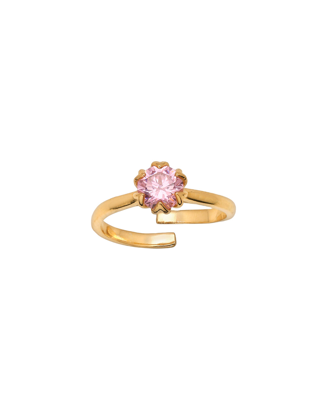 18kt Gold Plated CZ Floral Adjustable Ring