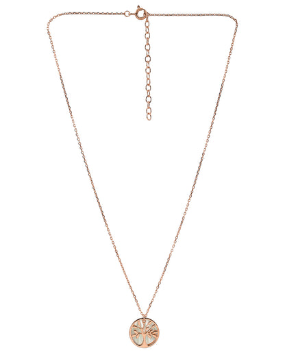 18kt Rose Gold Plated MOP Tree of Life Pendant and Chain