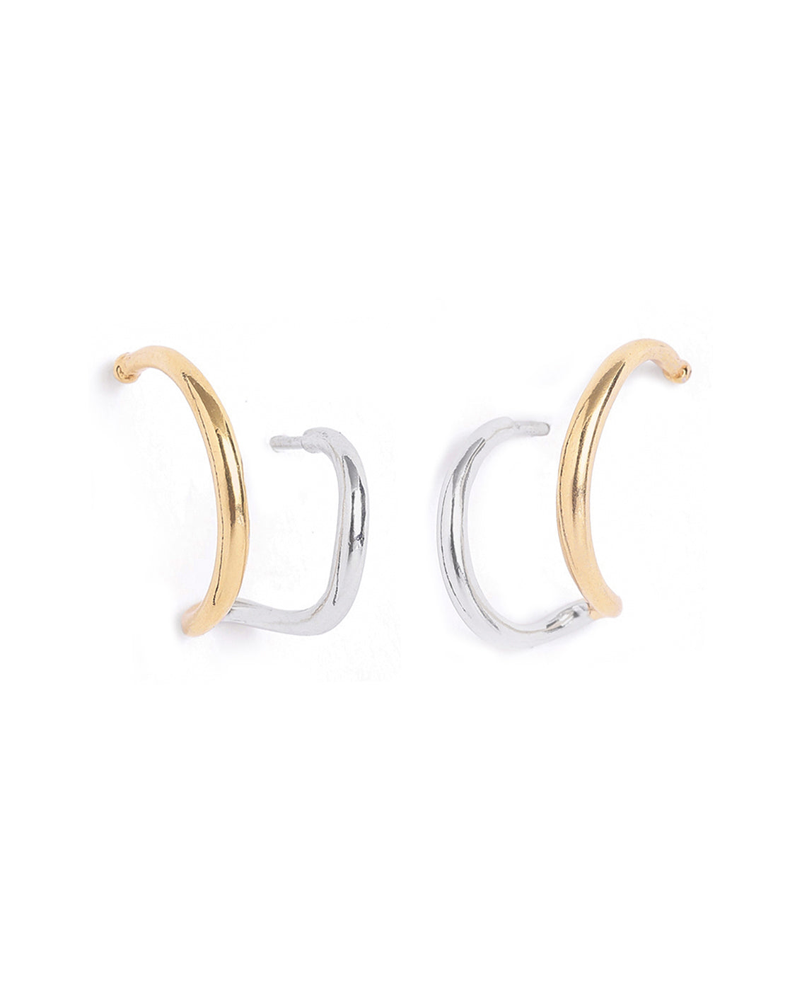 18kt Gold &amp; Rhodium Plated Ear Lobe Cuff Stylish Earring