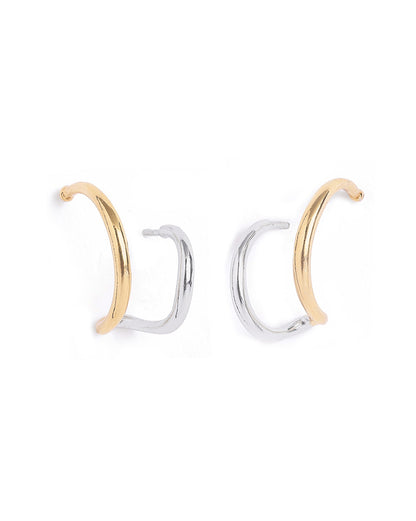 18kt Gold &amp; Rhodium Plated Ear Lobe Cuff Stylish Earring