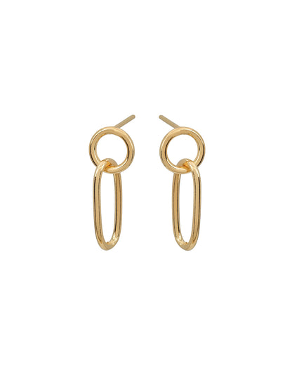 18kt Gold Plated Oval Interlocking Drop Earring