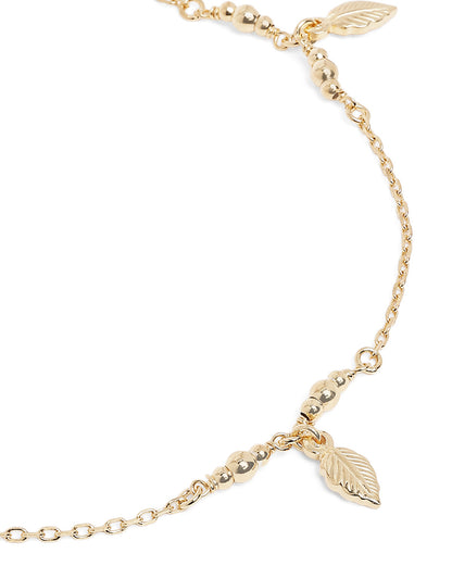 18kt Gold Plated Leaf Charm Anklet