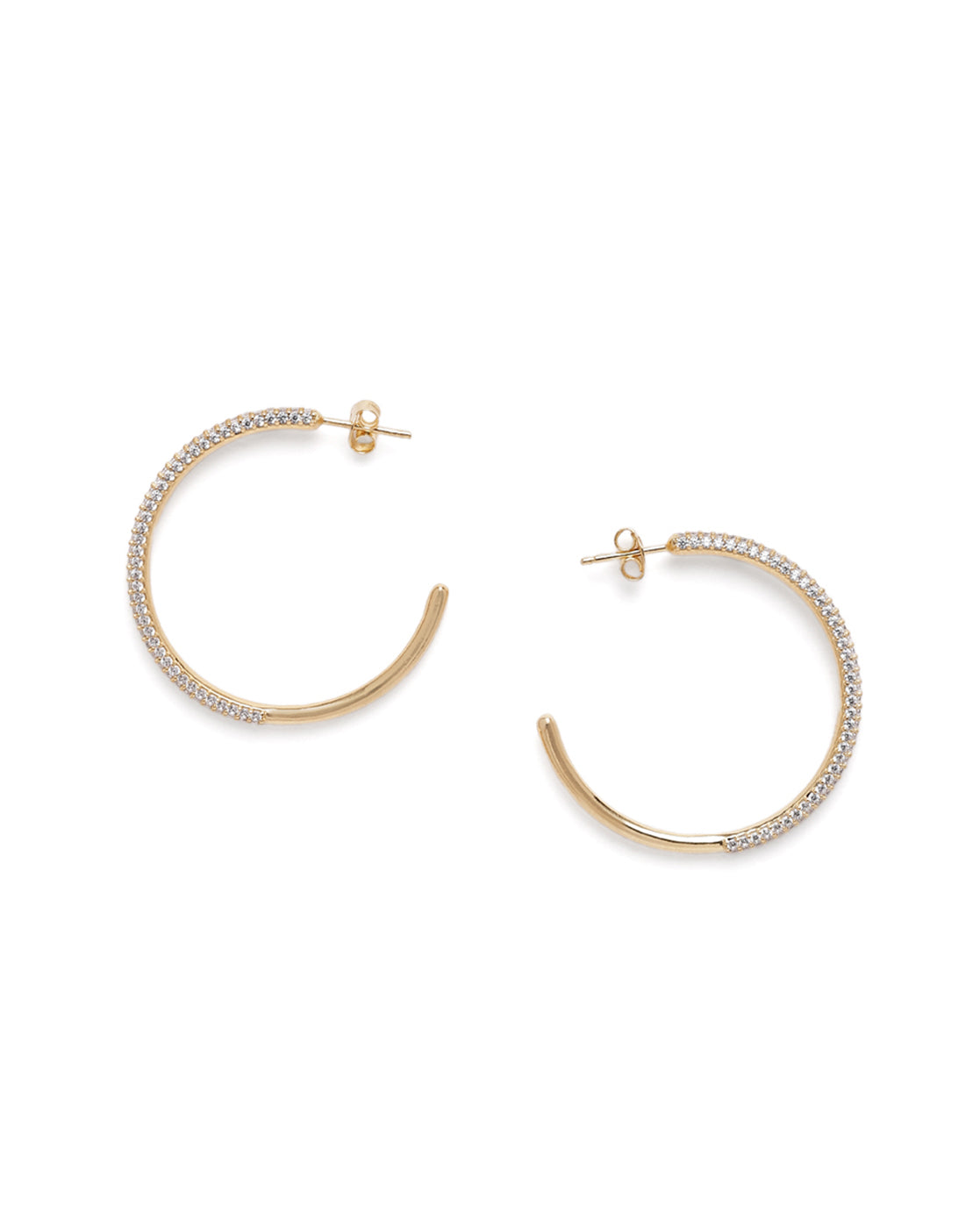 18kt Gold Plated CZ Bold Half Hoop Earring