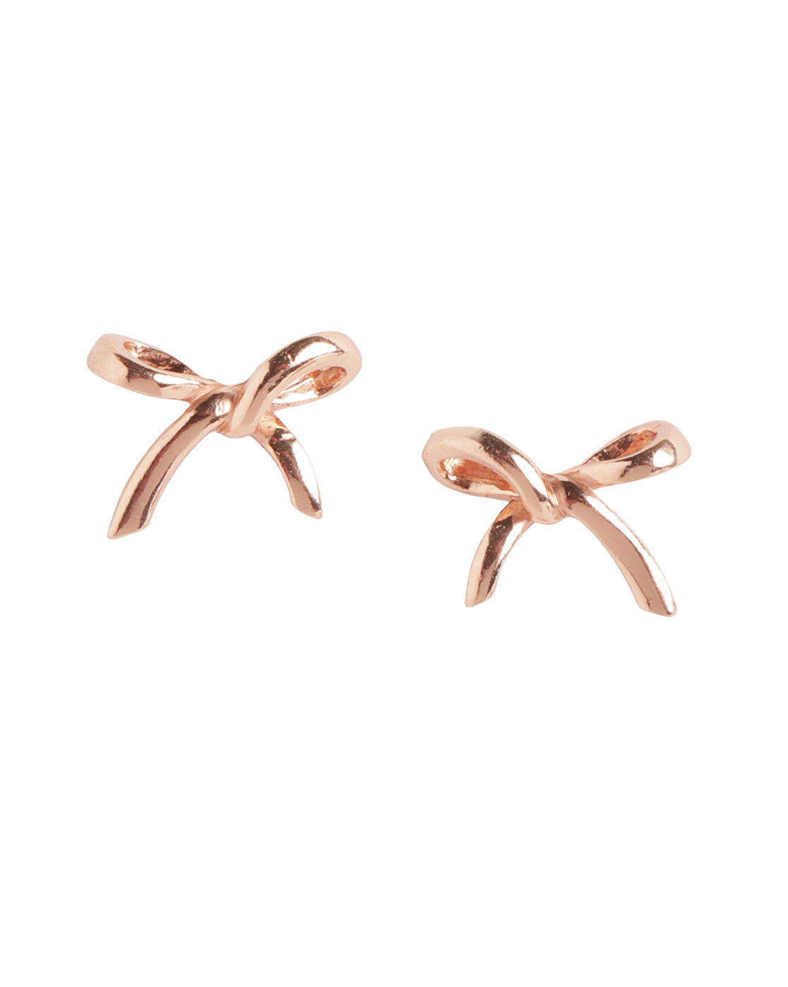 925 Sterling Silver 18kt Rose Gold Plated BOW Mini Stud Earring