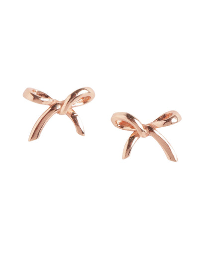 925 Sterling Silver 18kt Rose Gold Plated BOW Mini Stud Earring