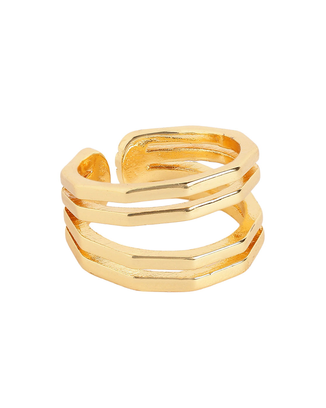 Gold Plated Modern Multi Band Classic Adjustable Ring