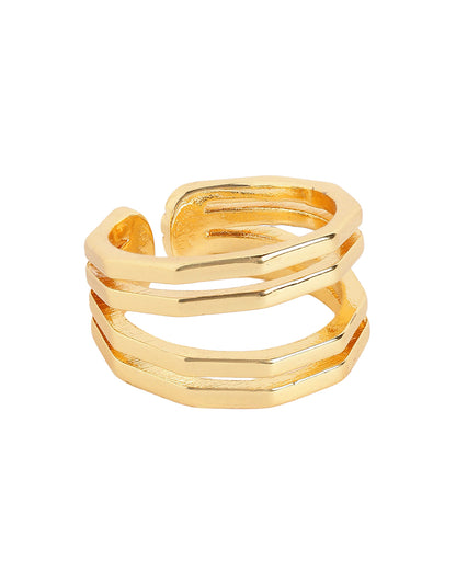 Gold Plated Modern Multi Band Classic Adjustable Ring