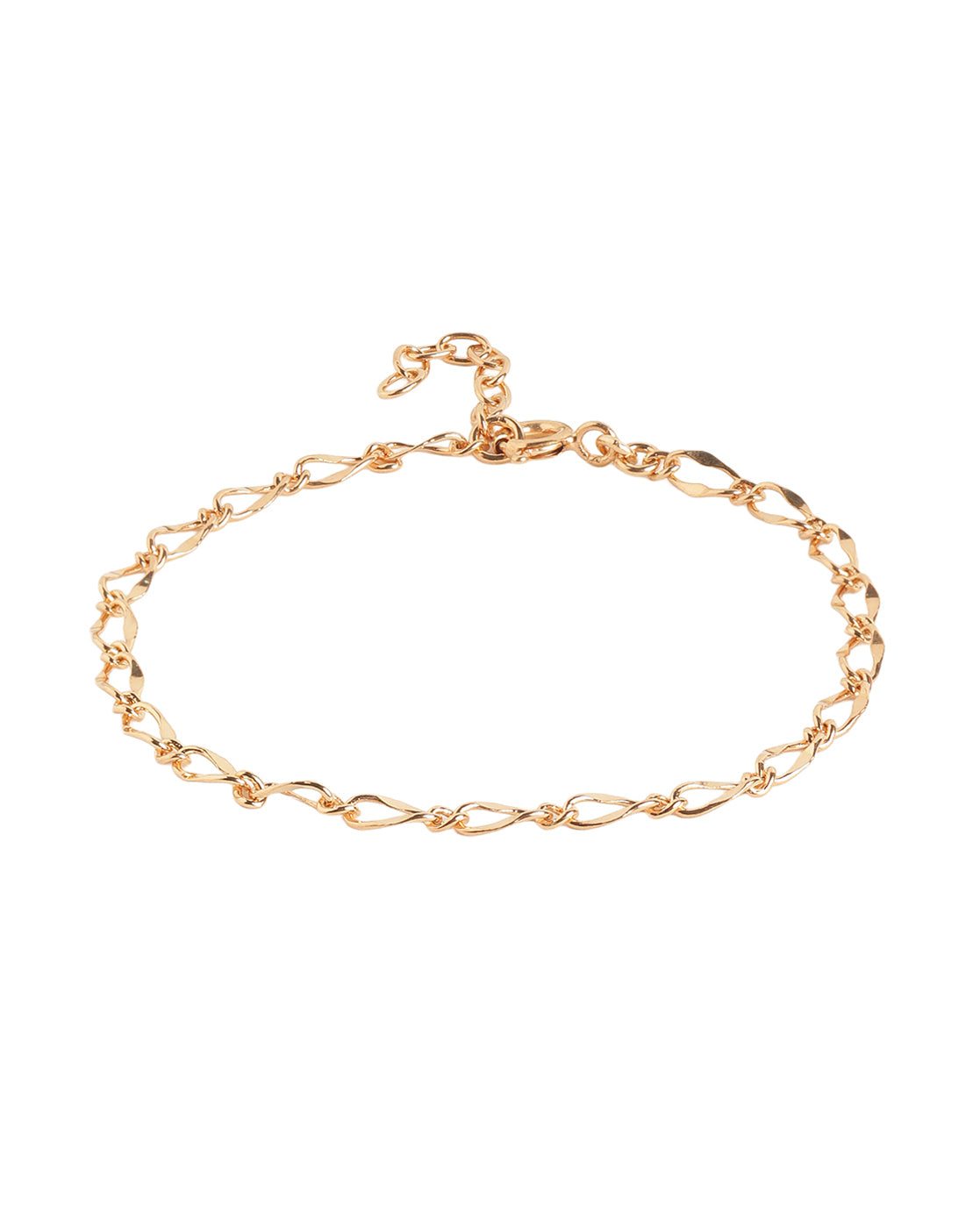 18kt Rose Gold Plated Textured Link Chain Adjustable  Bracelet