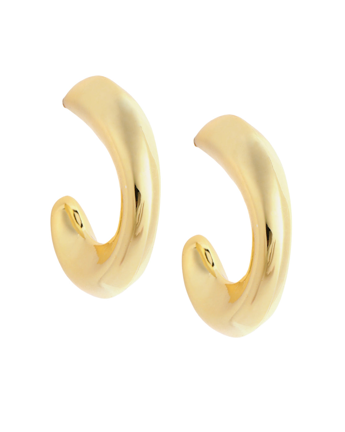 Gold Plated Bold Twisted Half Hoop Earring