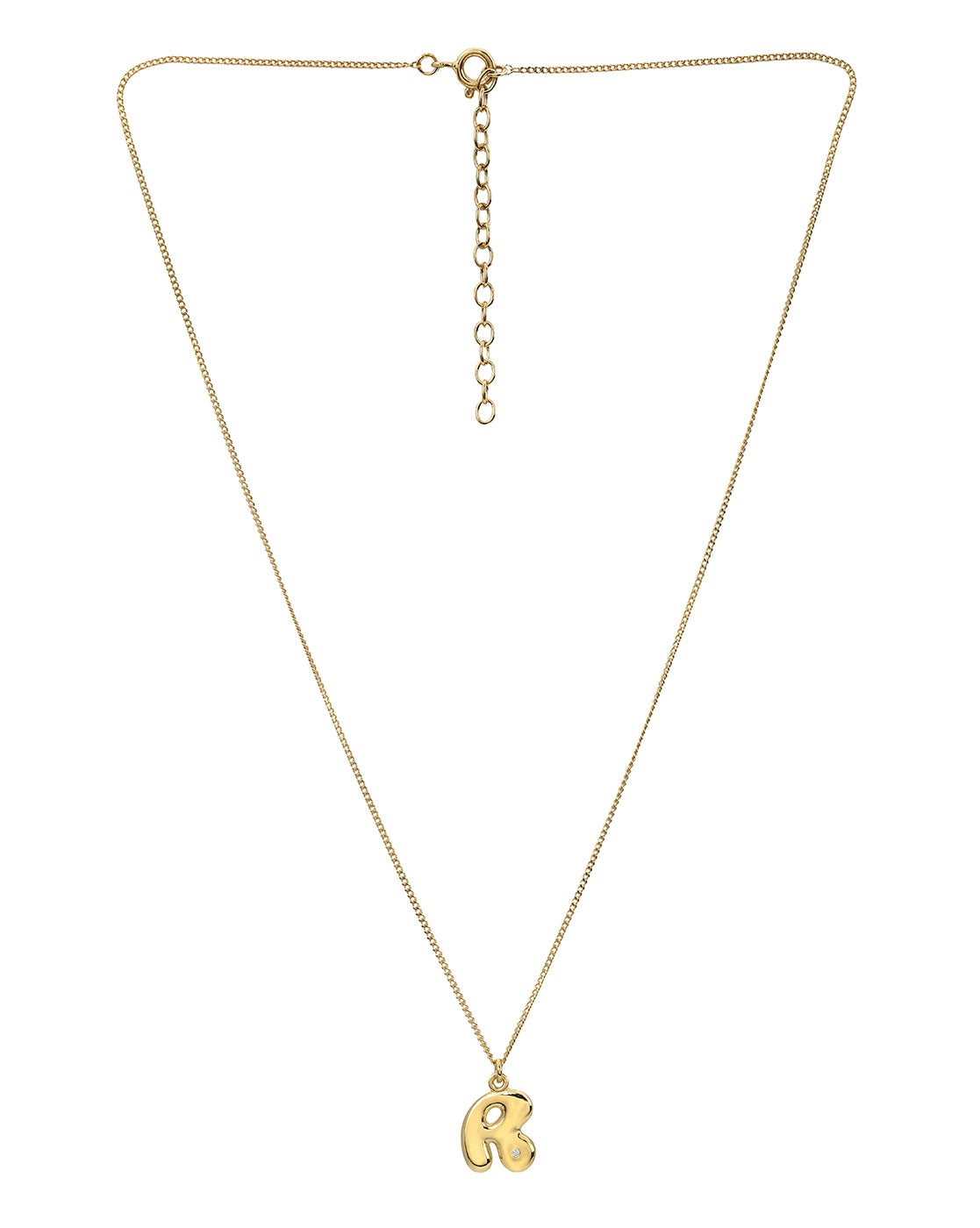 18Kt Gold Plated CZ 3D Balloon Letter A Pendant and Chain