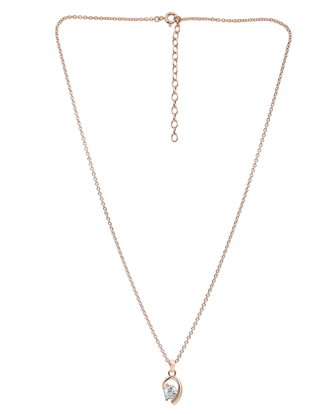 18kt Rose Gold Plated Contemporary Solitaire Pendant with Chain