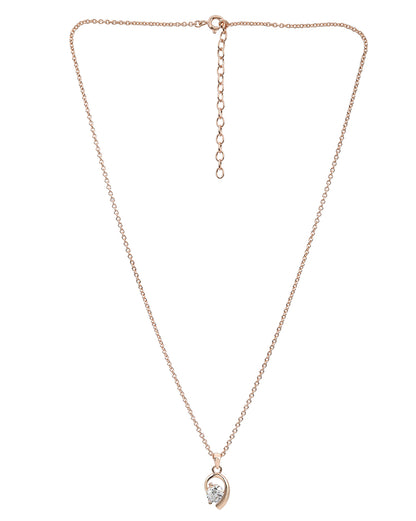 18kt Rose Gold Plated Contemporary Solitaire Pendant with Chain