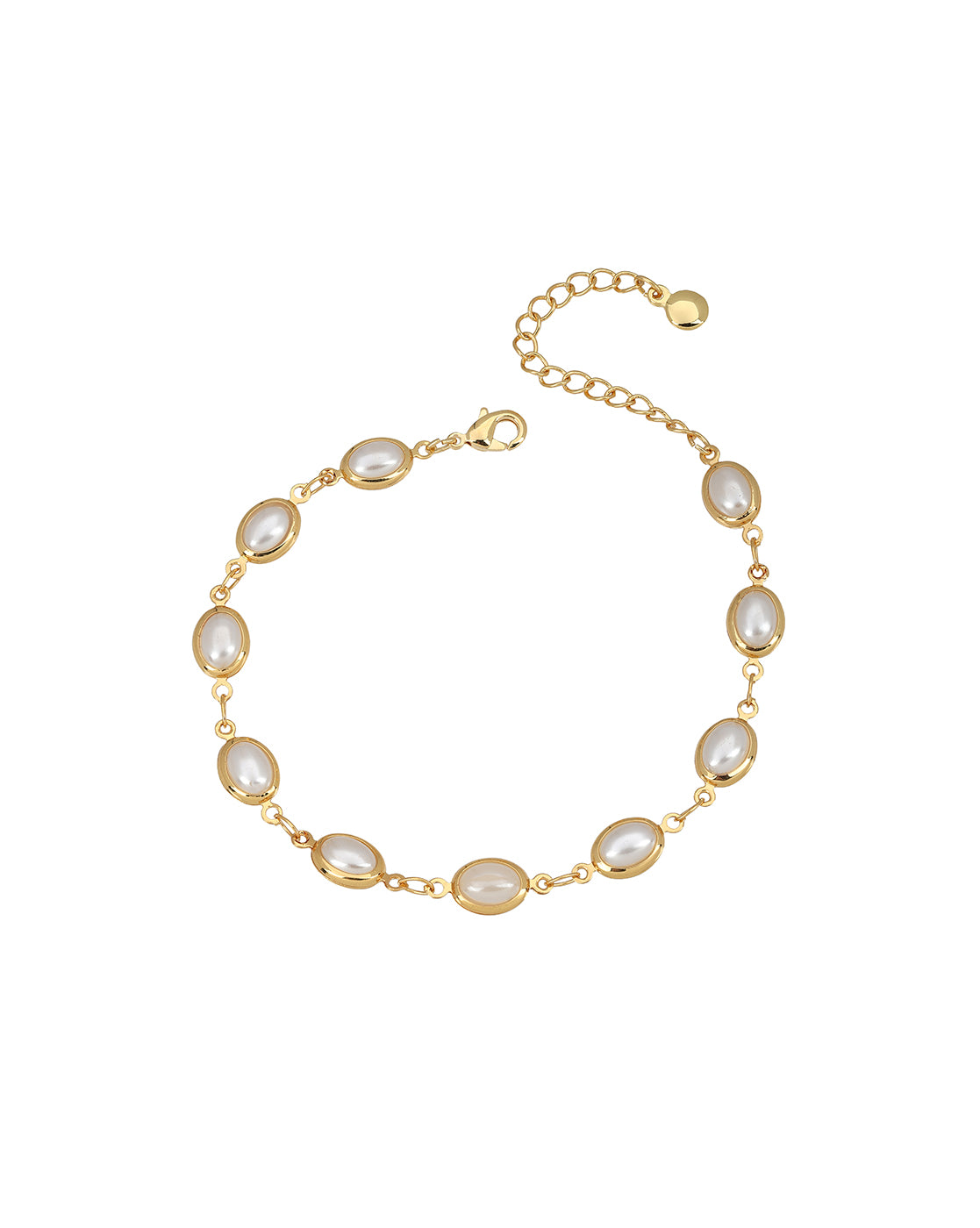 Gold Plated Elegant Oval Pearl Studded Bracelet